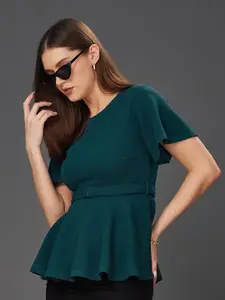 Miss Chase Flared Sleeves Peplum Top