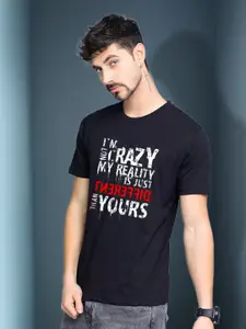 Elibolz Typography Printed Round Neck Short Sleeves Cotton Casual T-shirt