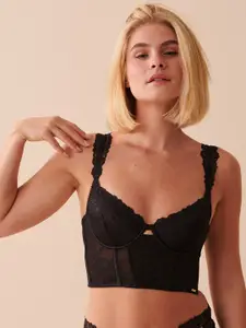 La Vie en Rose Full Coverage Lace Non Padded Corset Bra With All Day Comfort