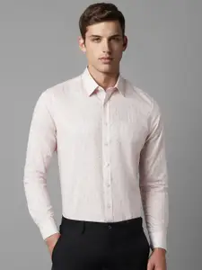 Louis Philippe Opaque Spread Collar Long Sleeves Chest Pocket Slim Fit Cotton Formal Shirt