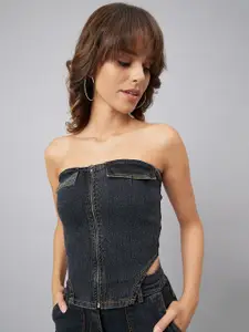 Orchid Hues Strapless Cotton Denim Tube Top
