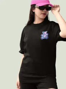 Slenor Typography Printed Drop-Shoulder Sleeves Oversized Cotton T-shirt