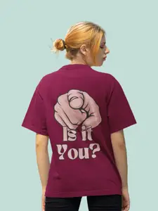 Slenor Graphic Printed Round Neck Short Drop-Shoulder Sleeves Cotton Oversized T-shirt