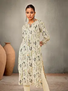 Soch Floral Printed Thread Work Straight Kurta