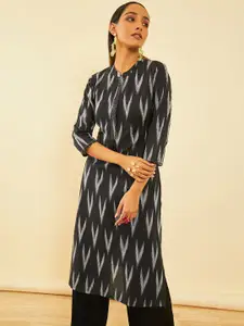 Soch Ikat Printed Mandarin Collar Cotton Kurta