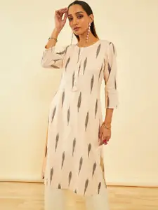 Soch Ikat Printed Mandarin Collar Cotton Kurta