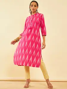 Soch Ikat Printed Mandarin Collar Cotton Kurta