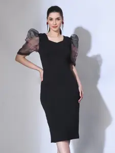 IUGA Puff Sleeves Sheath Dress