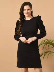 IUGA Round Neck Puff Sleeves Sheath Dress