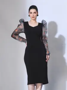 IUGA Puff Sleeves Sheath Dress