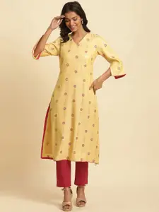 W Ethnic Motifs Woven Design Gotta Patti Straight Kurta