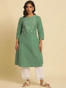 W Ethnic Motifs Printed Pure Cotton A-Line Kurta