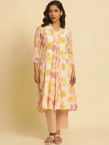 W Floral Printed V-Neck Pure Cotton Kurta