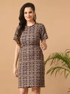 IUGA Geometric Print Sheath Dress