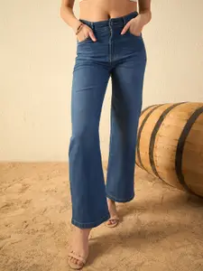 Kook N Keech Women Jean Wide Leg High-Rise Light Fade Stretchable Jeans