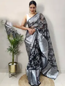 Reeta Fashion Floral  Woven Design Zari Organza Ready to Wear Saree