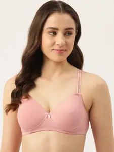 Leading Lady Solid Lightly Padded Bra with Criss Cross Backstyle