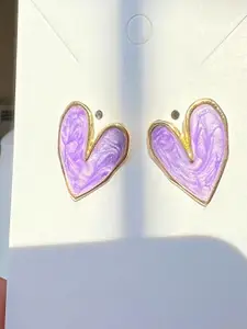 VAGHBHATT Gold-Plated Heart Shape Studs Earrings