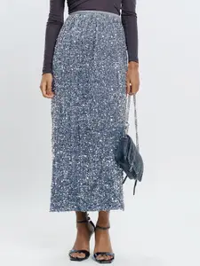 FREAKINS Embellished Pure Cotton Straight Maxi Skirts