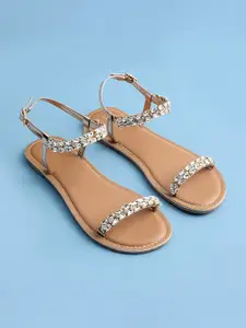 Lino Perros Women Embellished Party Open Toe Flats