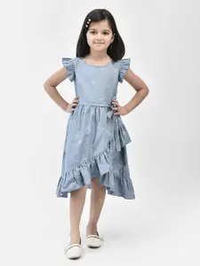 Eavan Girls Conversational Printed Flutter Sleeve Cotton Fit & Flare Dress