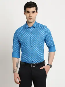 Turtle Men Classic Slim Fit Floral Opaque Printed Formal Shirt