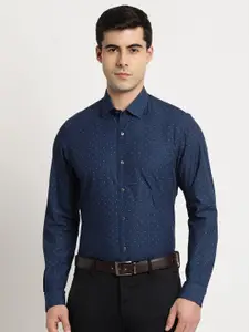 Turtle Classic Slim Fit Micro Ditsy Printed Pure Cotton Formal Shirt