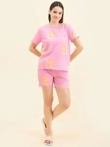 Sweet Dreams Pink Printed Pure Cotton Night suit