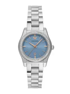 Emporio Armani Women Embellished Dial & Stainless Steel Straps Analogue Watch AR11593
