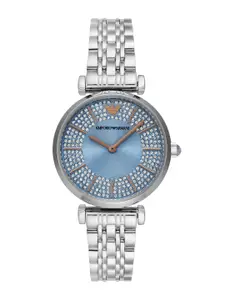 Emporio Armani Women Embellished Dial & Stainless Steel Straps Analogue Watch AR11594