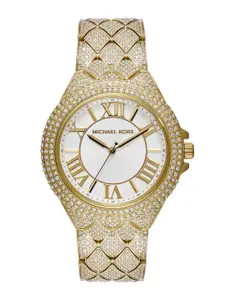 Michael Kors Women Embellished Dial & Stainless Steel Straps Analogue Watch MK4800