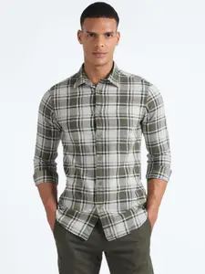 Flying Machine Slim Fit Tartan Checked Pure Cotton Casual Shirt