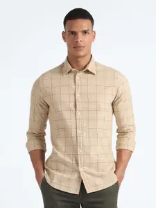 Flying Machine Slim Fit Opaque Checked Cotton Casual Shirt