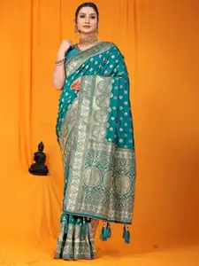 PATIALAPICKS Woven Design Zari Pure Silk Kanjeevaram Saree