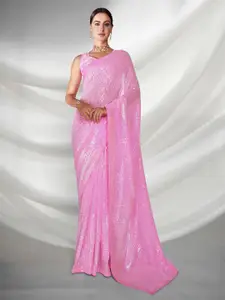Globon Impex Embellished Sequinned Pure Georgette Saree