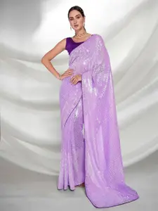 Globon Impex Embellished Sequinned Pure Georgette Saree