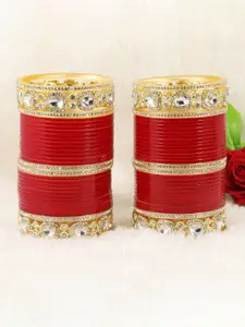 LAVAZZA Set Of 64 Gold-Plated Crystals-Studded Chuda Set