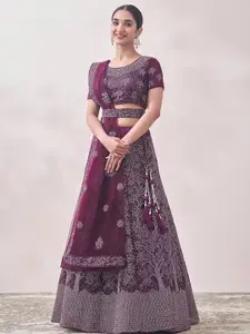 KALINI Embroidered Semi-Stitched Lehenga & Unstitched Blouse With Dupatta