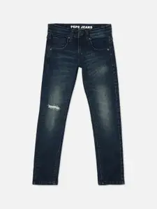 Pepe Jeans Boys Slim Fit Mildly Distressed Heavy Fade Stretchable Jeans