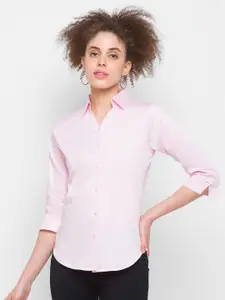 ZOLA Pink New Three-Quarter Sleeves Cotton Formal Shirt