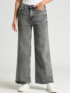 Pepe Jeans Women Wide Leg High-Rise Heavy Fade Stretchable Jeans