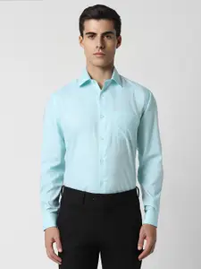 Van Heusen Textured Self Design Spread Collar Pure Cotton Formal Shirt