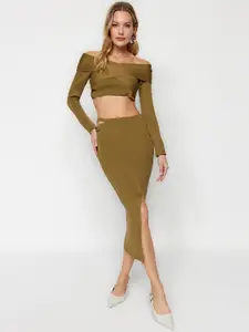 Trendyol Off Shoulder Crop Top With Skirt