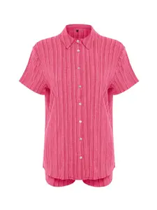 Trendyol Striped Collar Shirt With Shorts Co-Ords