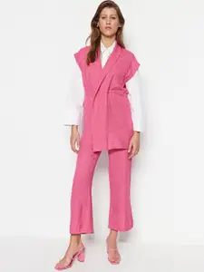 Trendyol Shawl Neck Top With Trousers Co-Ords