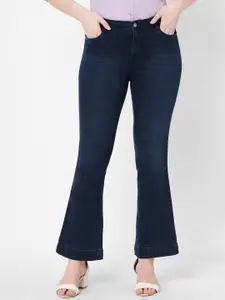 Kraus Jeans Women Flared High-Rise Light Fade Stretchable Jeans