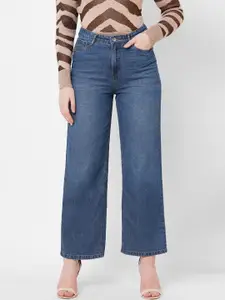 Kraus Jeans Women Wide Leg High-Rise Clean Look Light Fade Pure Cotton Jeans