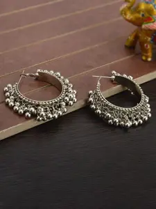 The Pari Silver-Plated Beads Beaded Circular Hoop Earrings