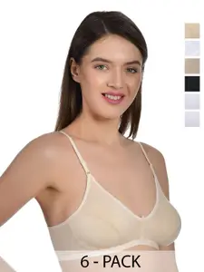 Aimly Pack Of 6 Full Coverage Cotton Everyday Bra With All Day Comfort