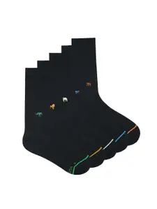 Balenzia Men Pack of 5 Printed Cotton Calf-Length Socks